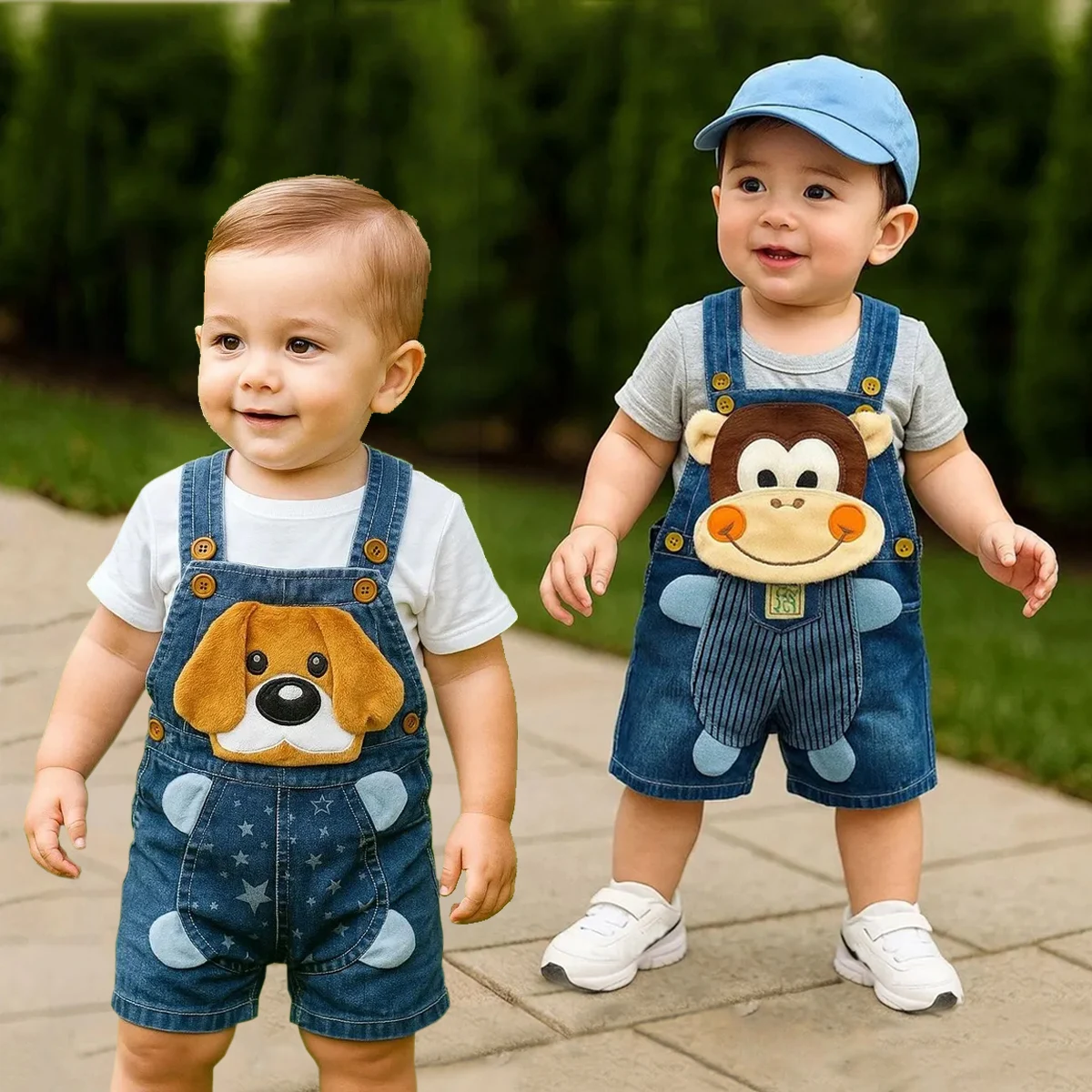 IENENS Baby Rompers Cute Cartoon Toddler Shorts 2PCS Boy's Overalls Summer Soft Bottoms 9-30 Months Clothes