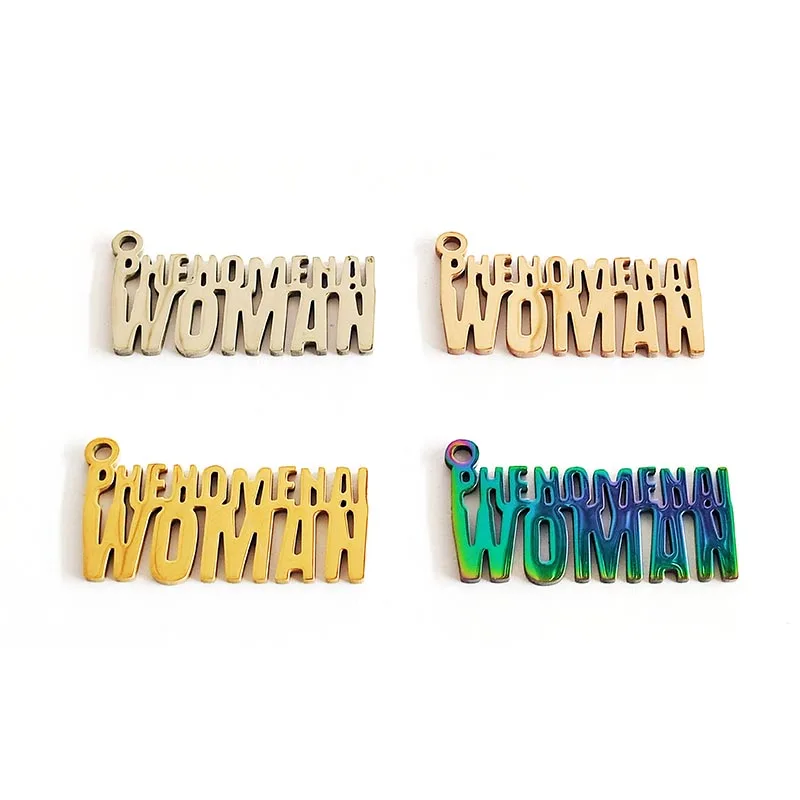 

20pcs Phenomenai Woman Stainless steel Mixed Letter Charms Fit for Bracelet Bangle DIY Jewelry Making SSC032