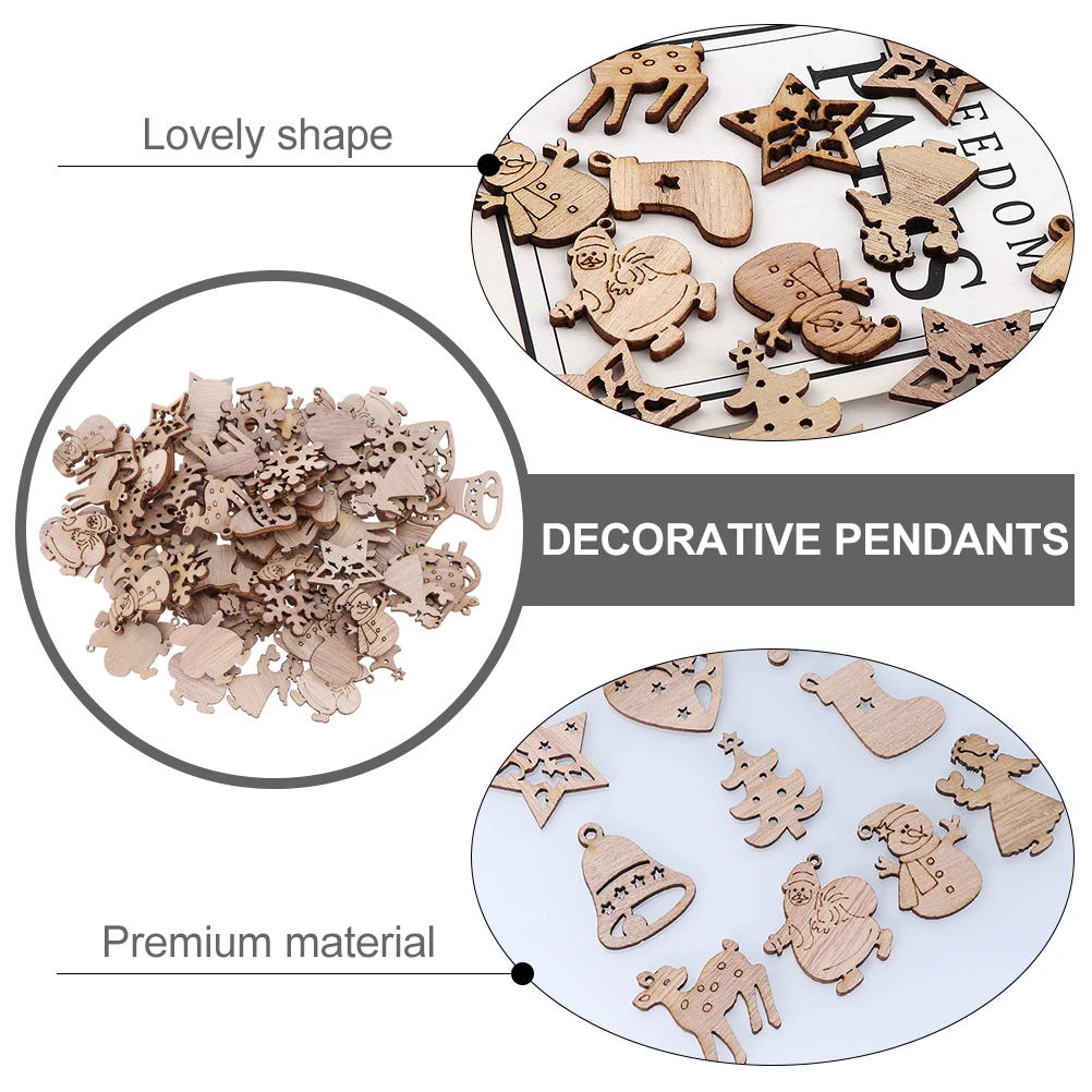 

TOKIDNY Vintage Wooden Christmas Ornaments Set Natural Rustic Xmas Decor for Home Indoor Outdoor Silver Red Craft