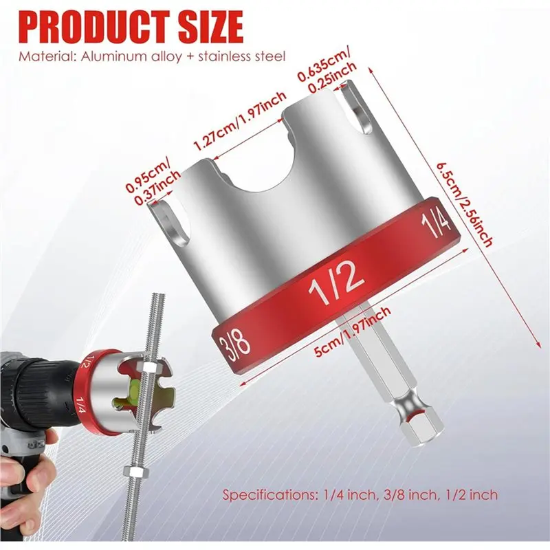 B97A-2X Threaded Rod Nut Runner For Impact Drill, Drill Attachment For 1/4 Inch 3/8 Inch & 1/2 Inchthreaded Rods