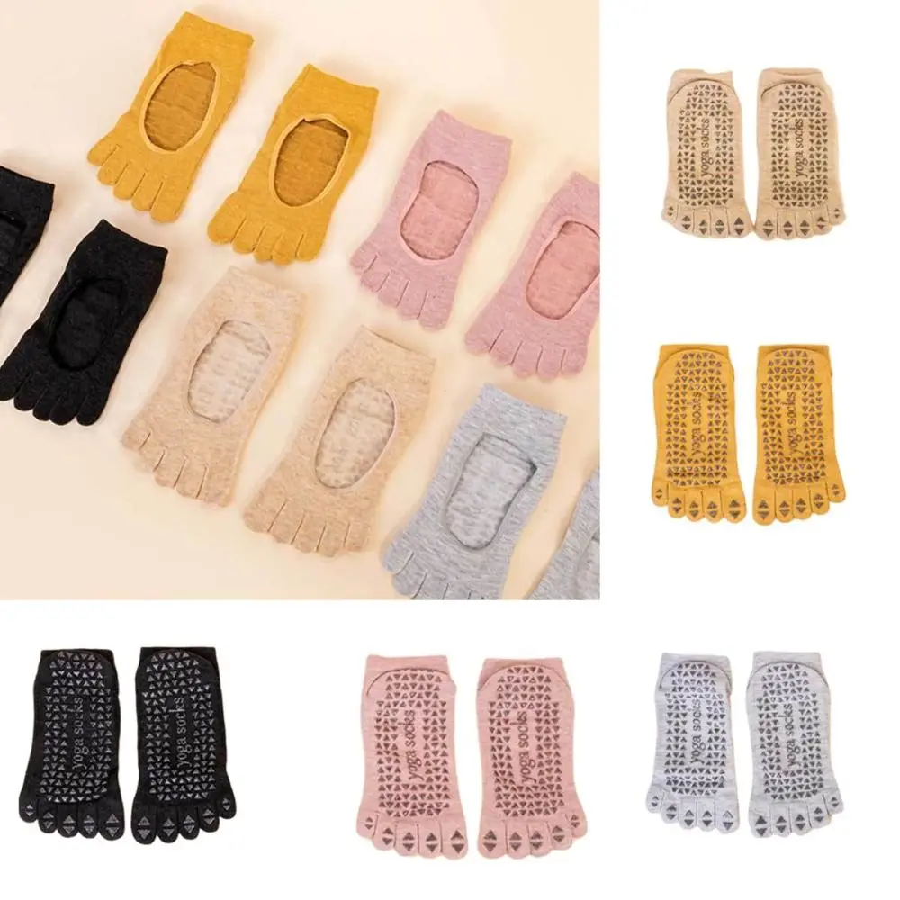 High Quality Anti-slip Yoga Pilates Socks Split Toe Solid Sport Socks Cotton Low-Ankle Five-finger Socks Running