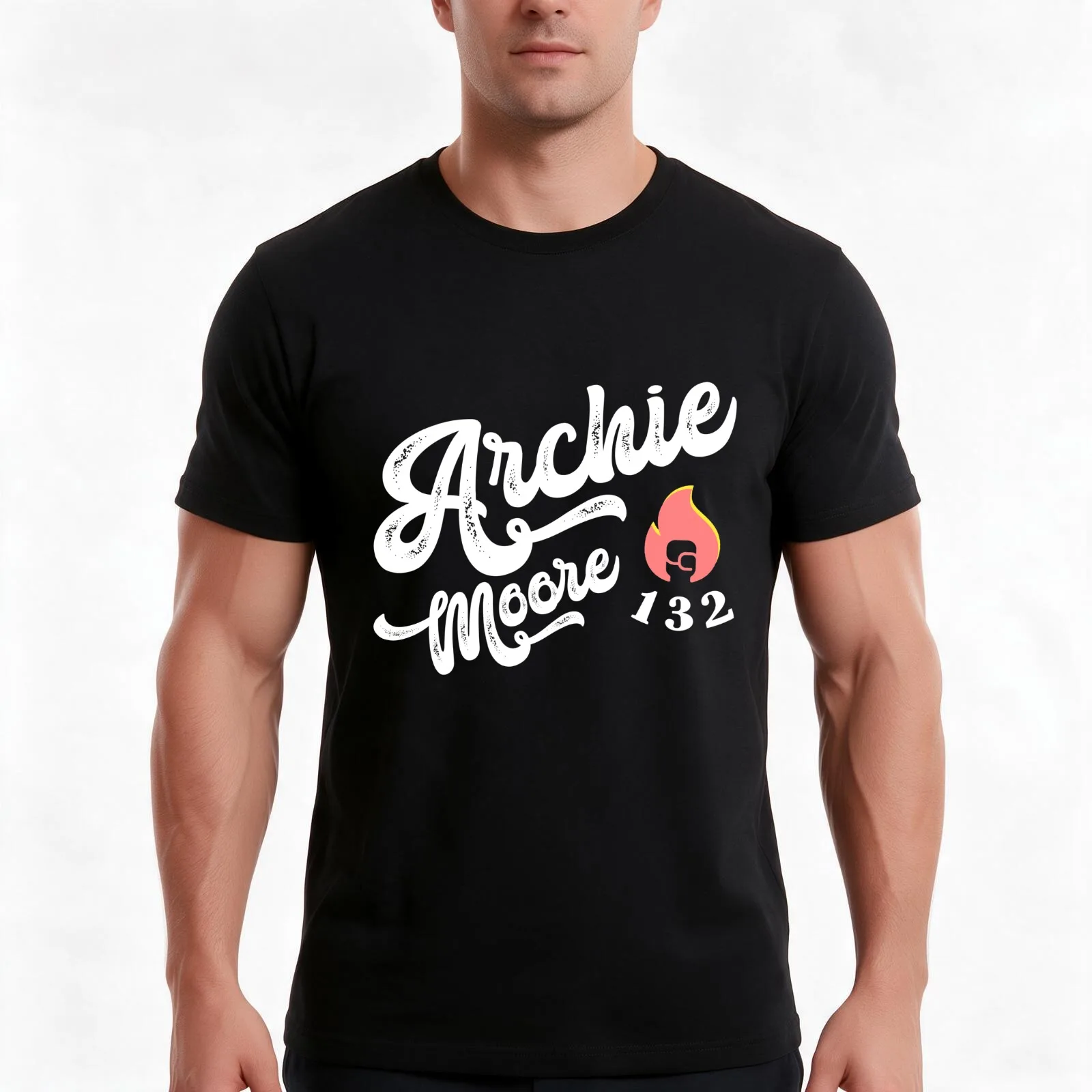 Archie Moore 132 KOs T-Shirt, Summer Casual Cotton Tee, Oversized Streetwear Tops, Vintage Graphic Print, Loose Fit Short Sleeve