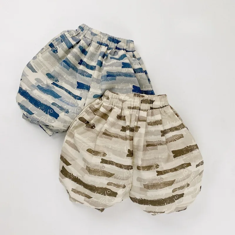 Kids Shorts Summer 2026 New Boys Girls Pants Fish Print Children Mosquito-proof Bloomers Baby Six-point Pants Toddler Joggers