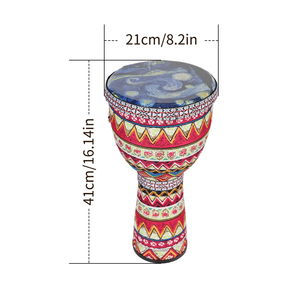 African Hand Drum 8 Inch PVC Portable Djembe Drum Carbon Fiber Ultra-light Tuning-free Percussion Instrument for Beginners