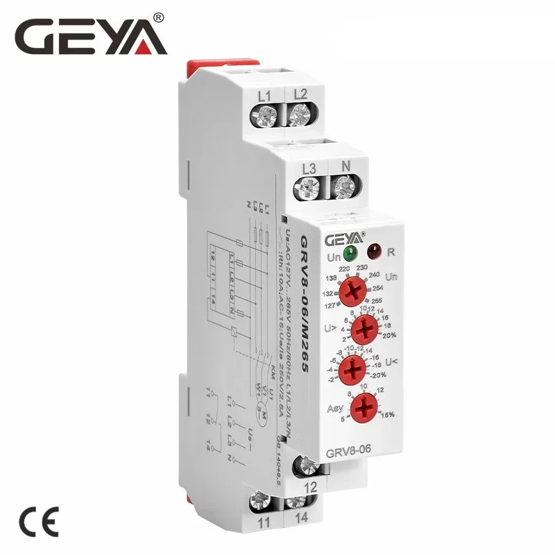 GEYA GRV8-05 Adjustable Overvoltage and Undervoltage Protection Relay wit Asymmerty Function Three Phase Monitoring Relay 220V