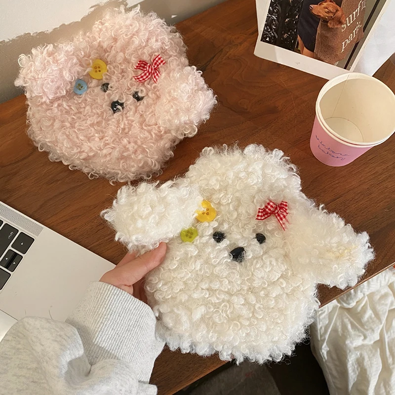 Cute Puppy Hot Water Bottle Water Filling Type Removable Washable Water Filling Plush Hot Water Bag Reusable