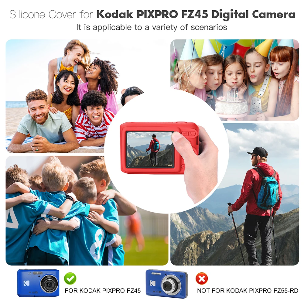 Para kodak pixpro fz45 fino ajuste saco da câmera cor sólida leve manga da câmera wear resistir câmera corpo capa acessórios da câmera