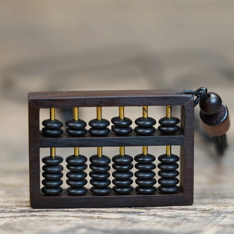 

Lightning-struck jujube wood jadeified small abacus pendant, hand-held carving for fidgeting