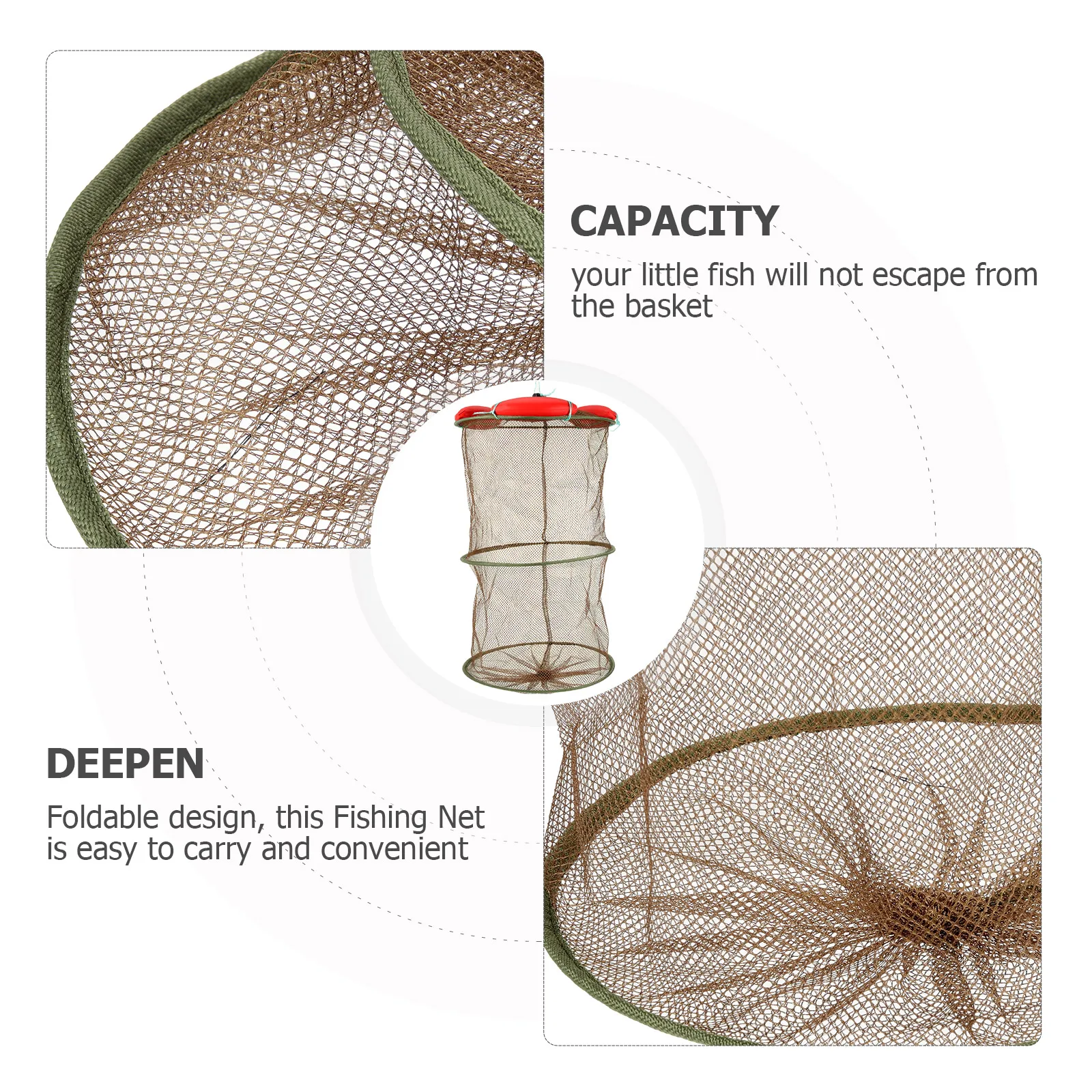 

Coffee Fish Guard Small Net Pond Drawstring Fold Cast Nets for Fishing Bait Fly Mesh Netting