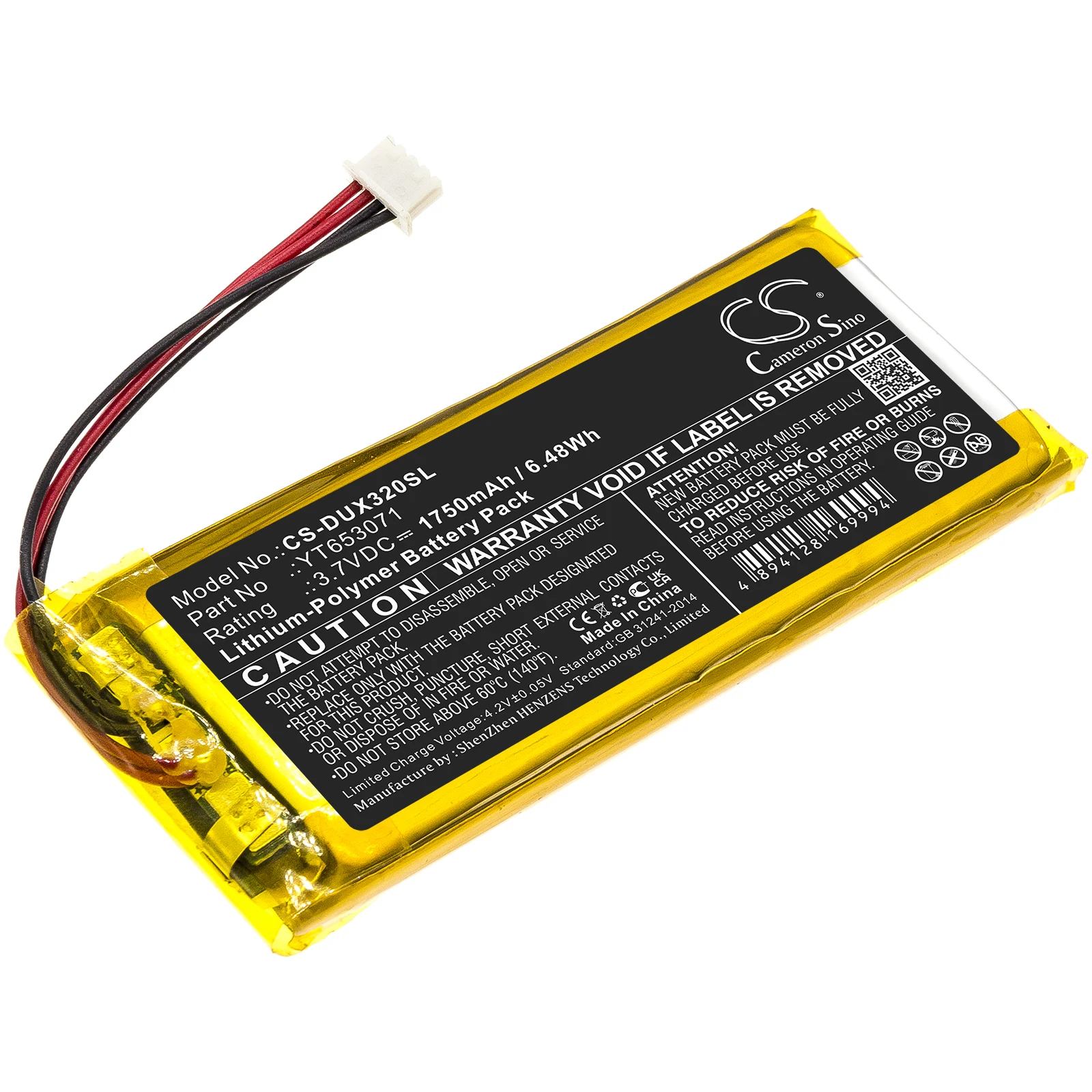 Cameron Sino Media Player 1750mAh Battery for XDUOO X3 Mark II YT653071