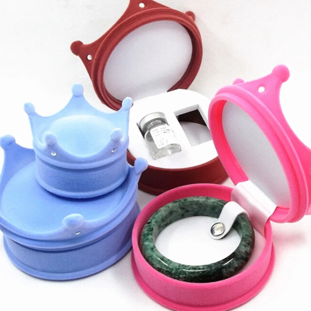 

Набор из 2 шт. элегантных шкатулок для украшений в форме короны для колец, серег, пусет, свадебный подарок, компактный, легкий, праздничный, романтический дизайн