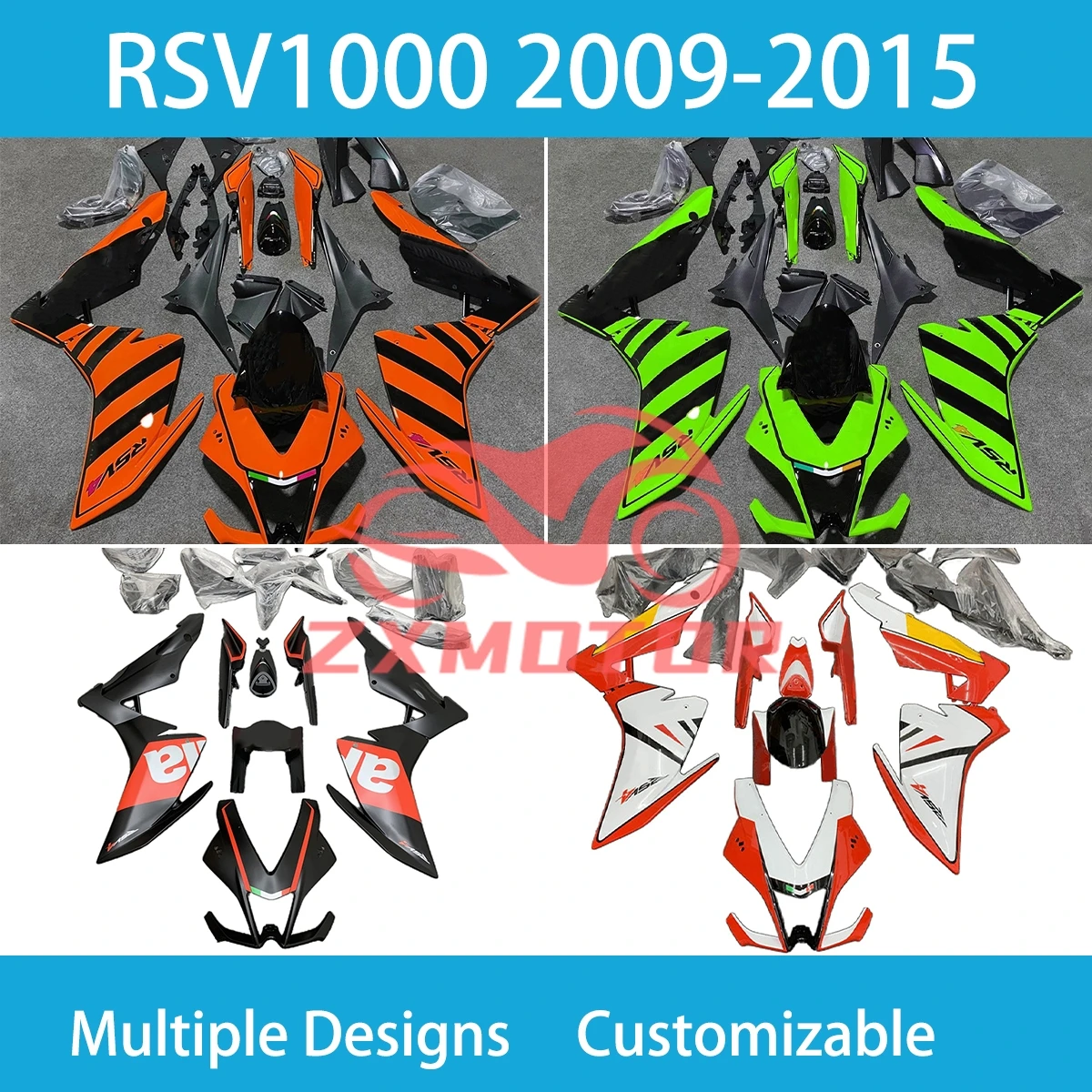 

RS1000 2009 2010 2011 2012 2013 2014 2015 Full Fairing Set for Aprilia RSV1000 RSV4 1000 09-15 Motorcycle Fairings Bodywork ZXMT