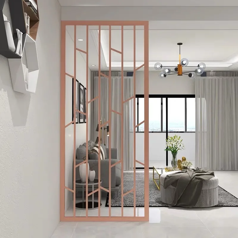 Customized Rose Gold Brushed Stainless Steel Frame Screen Partition and Divider