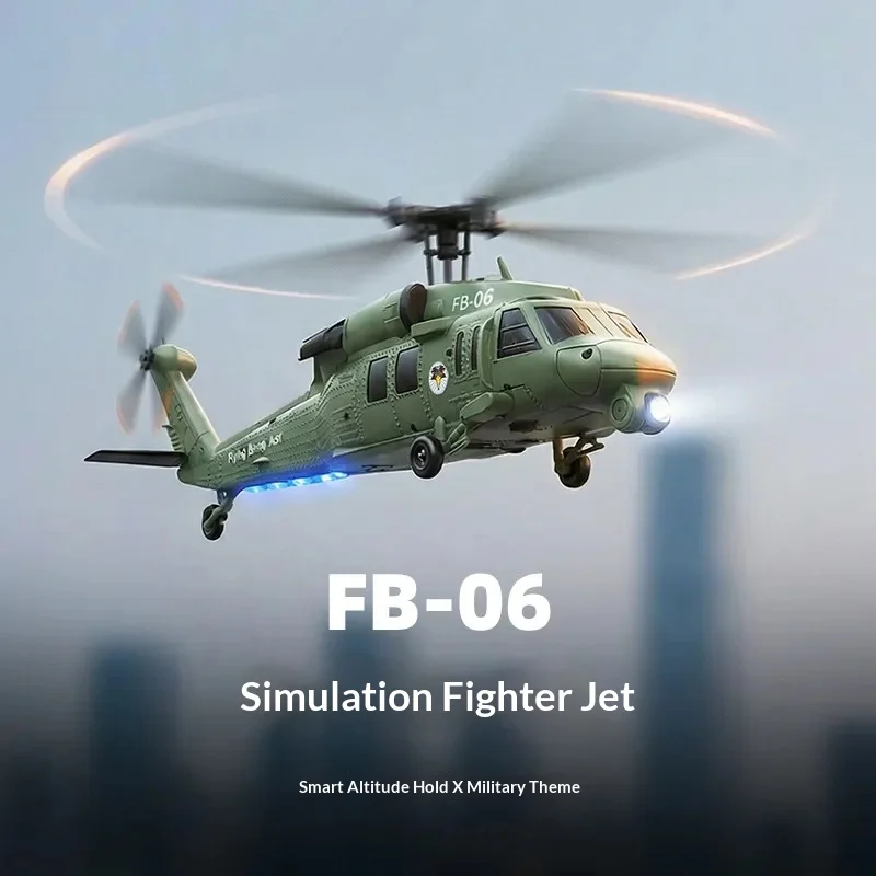 New Fb-06 Black Hawk Remote Control Simulation Helicopter Optical Flow Positioning 4 Channel Remote Control Model Toy