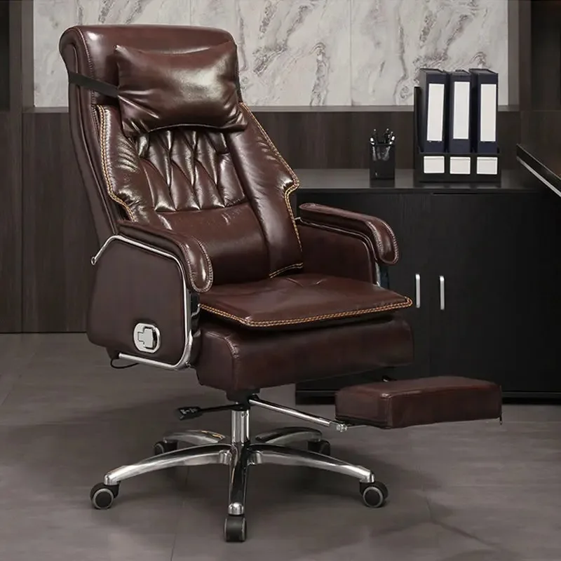 

Leather boss reclining massage chair business office chair comfortable sedentary desk home computer chair