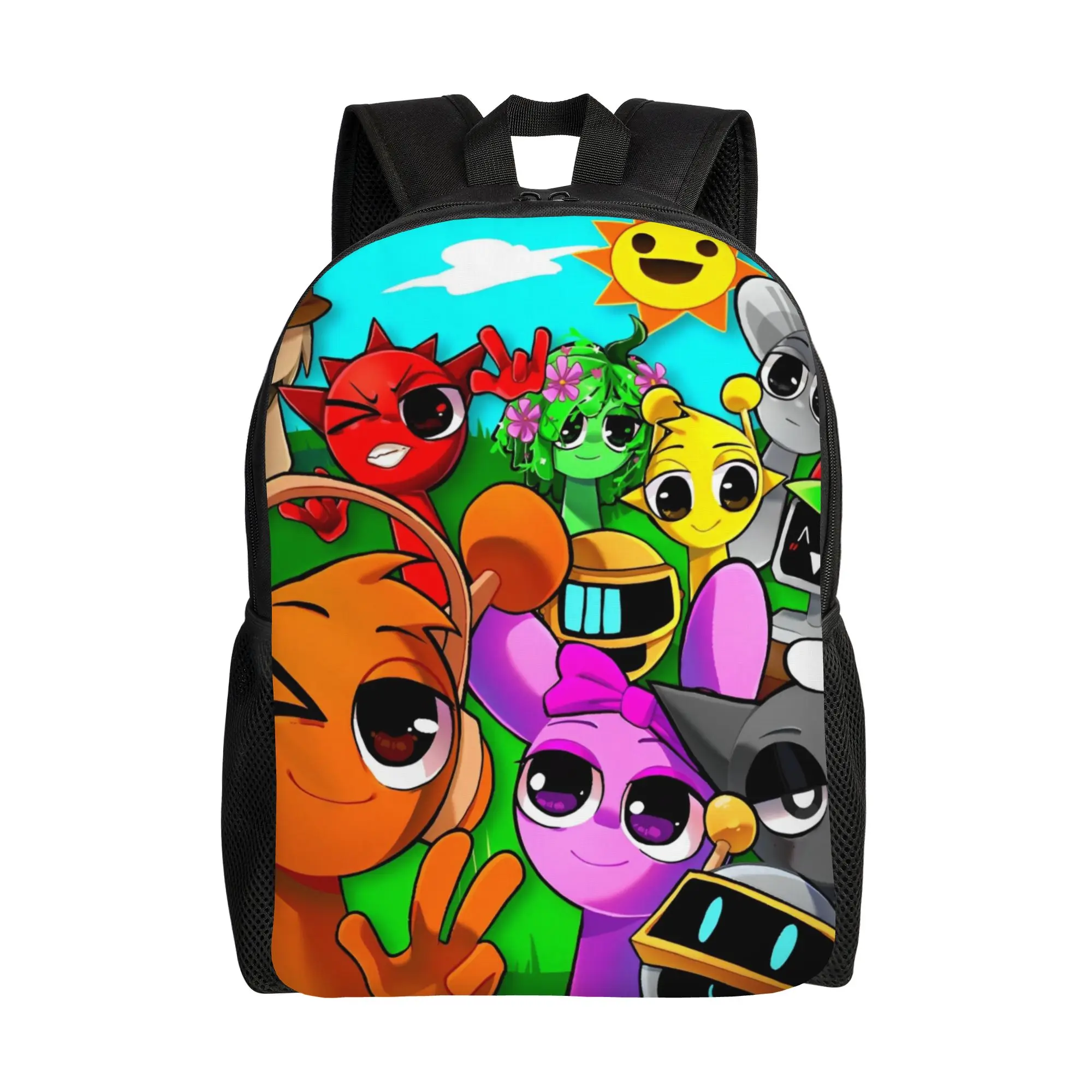 

Sprunki Game Backpack for Men Women Cool High School Work Daypack Oren Pinki College Shoulder Bag Outdoor