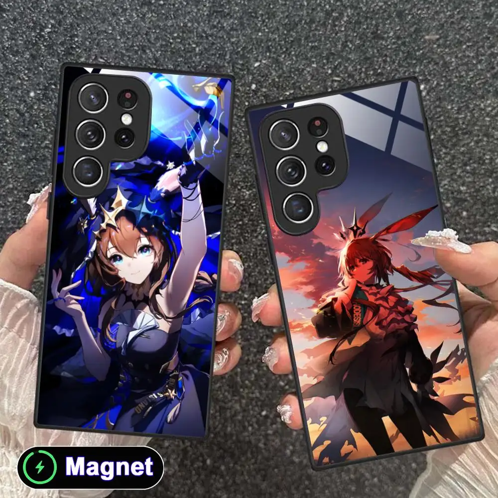 Coque de téléphone Arknights Amiya pour Samsung Galaxy S26 S25 S24 S23 S22 S21 S20 Note20 Plus FE Ultra, coque magnétique en verre