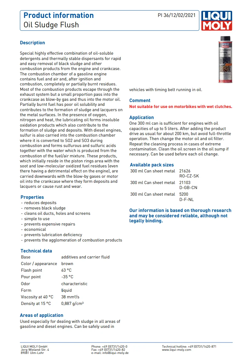 LIQUI MOLY Oil Sludge Flush 300 мл предотвращает дорогие ремонты