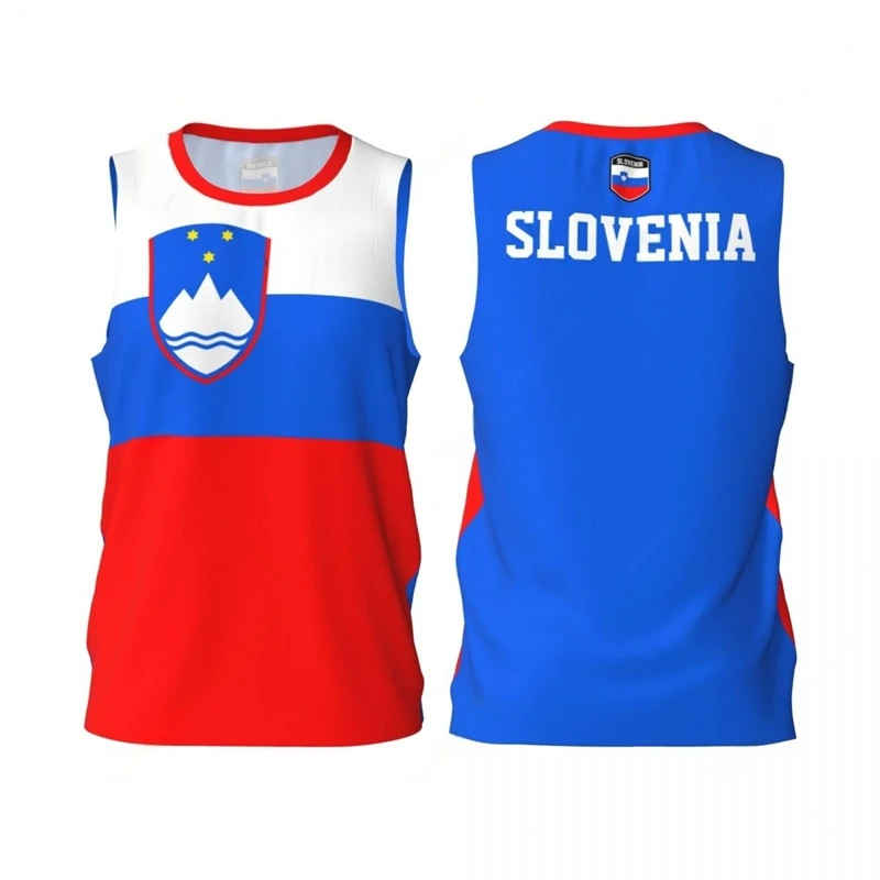 Slovenia Flag Basketball Jersey Fashion Casual 3D National Emblem Printed Sports T Shirt Loose Quick Dry Breathable Tees Tops