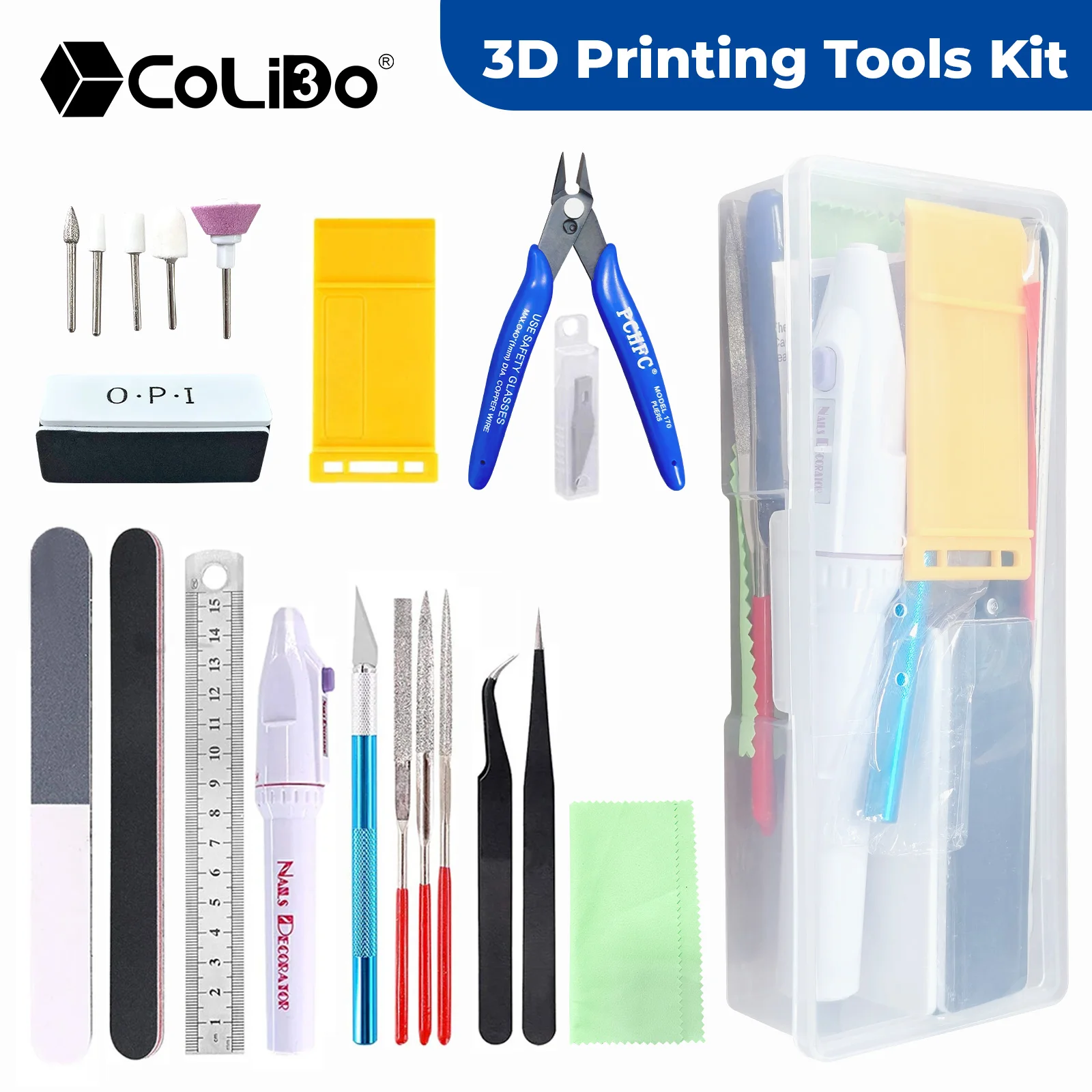 3D Printing Tool Kit,Trimming Knife, Scraper, Tweezers, Pliers, Cleaning Needle, Deburring Tools for DIY 3D Printing