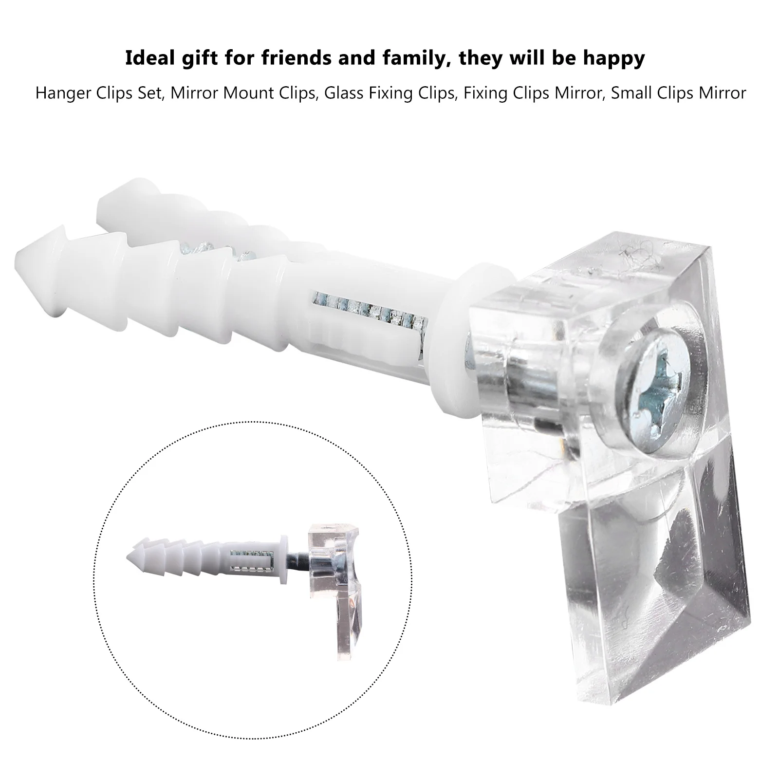 

20Sets Mirror Mount Clips Premium Material Reusable Lightweight Compact Glass Holder Ideal Gift Friends Family