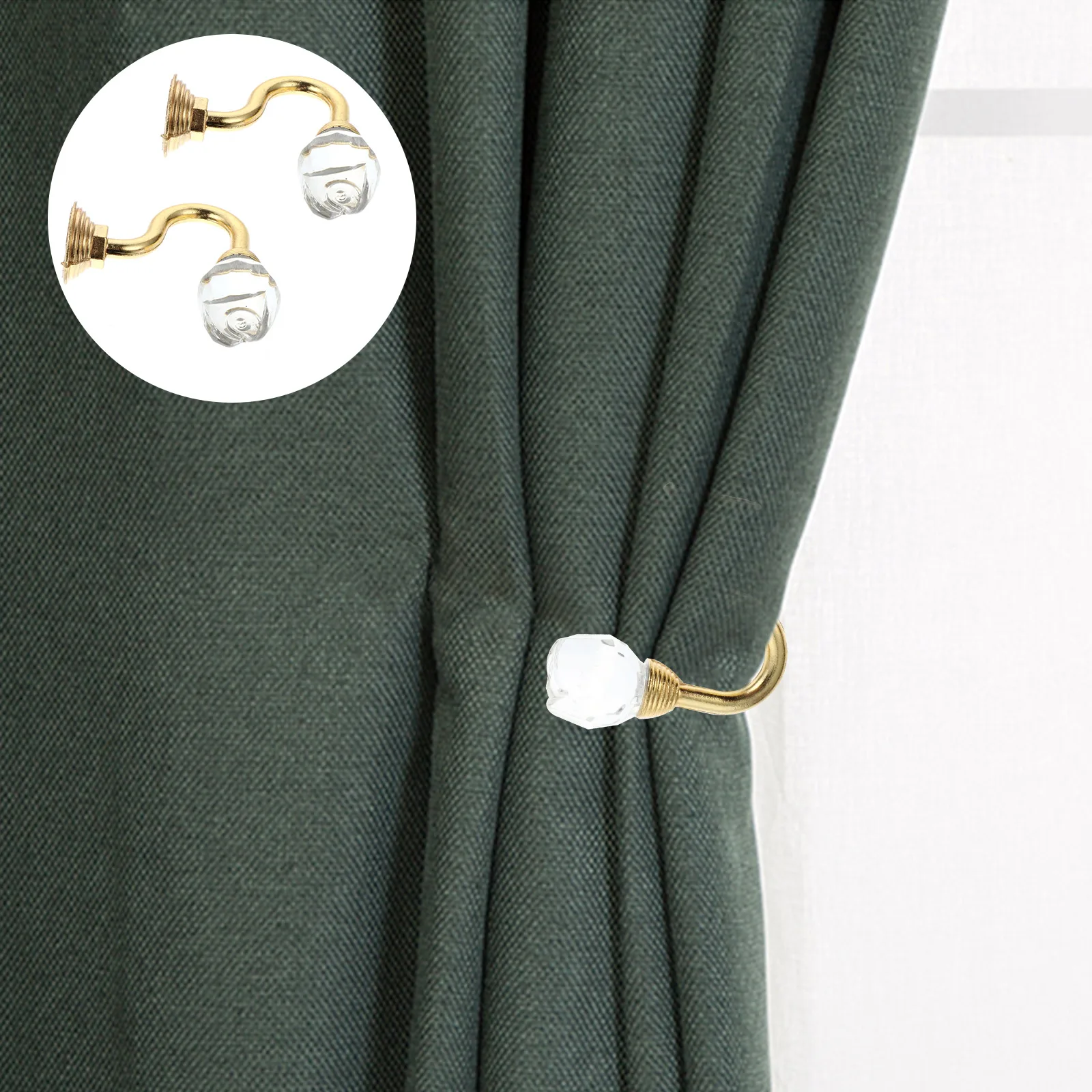 

1Pair Elegant Crystal Curtain Hooks Alloy Home Decorative Pothooks Romantic Tiebacks Accessories Curtain Pothooks