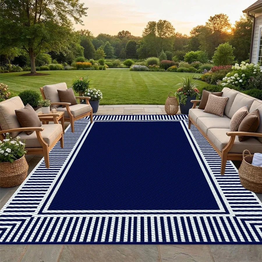 Outdoor Double Sided Waterproof Floor Mat PP Woven Picnic Camping Ground Pad for Patio Garden Beach