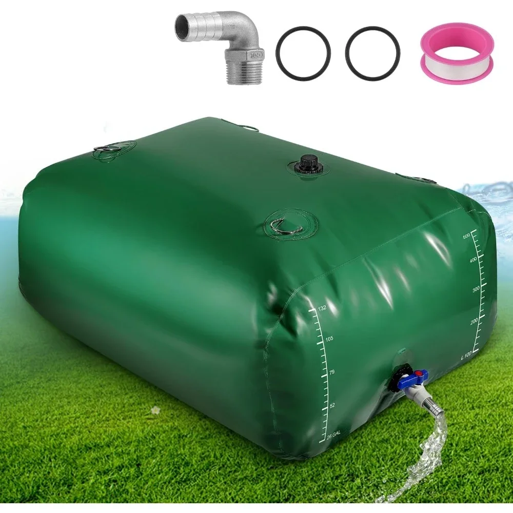 

Portable Water Storage Bladder, Foldable Tank with Spigots and Overflow Kit, Water Storage Containers for Emergency Water