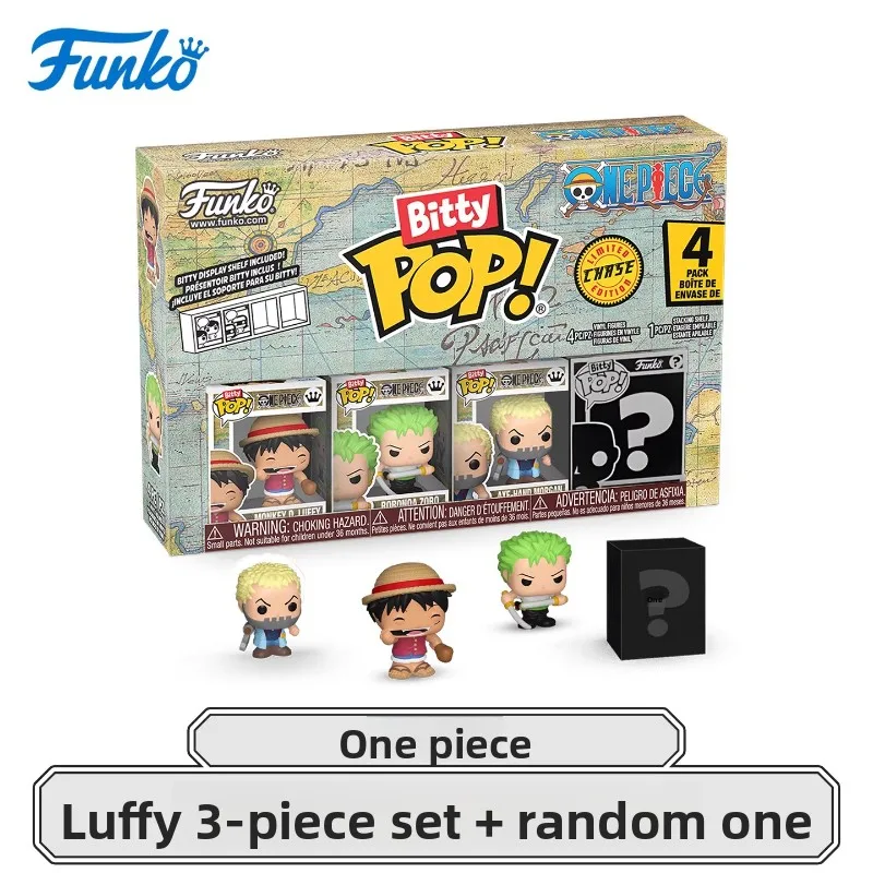 FUNKO POP《Ruffy 3-teiliges Set + ein zufällige Blindbox》Anime Action Desktop Dekoration Ornament Modell Spielzeug Sammlermodell