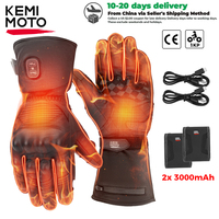 KEMIMOTO Leather Motorcycle Heated Gloves Winter Waterproof Touch Screen Vintage Heated Moto Gloves For Cruiser Touring