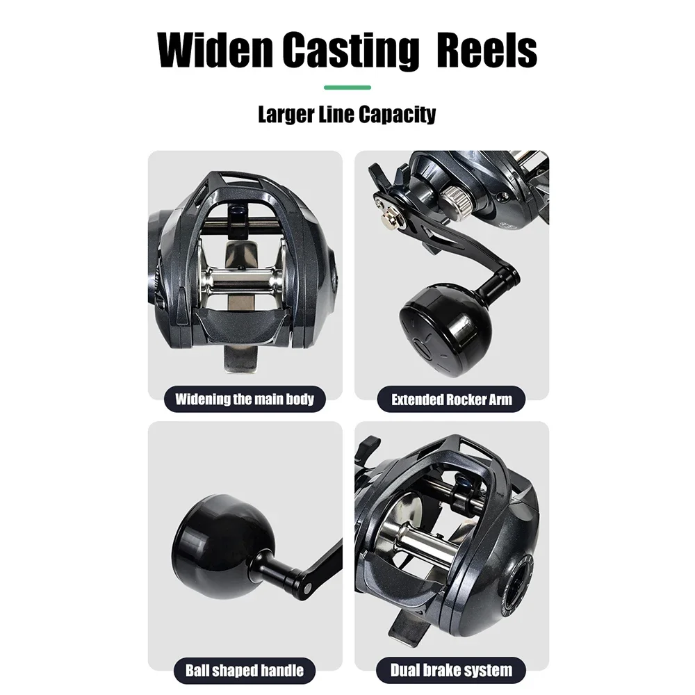 Imagem -06 - Longo Casting Teardrop Baitcasting Reel Corpo Largo 15kg 5.3:1 Linha Anti-fry Linha de Metal Copa Roda de Pesca