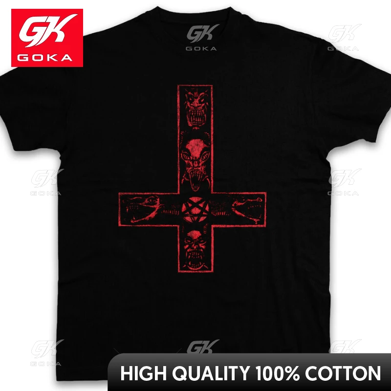 SATANIC CROSS Graphic T Shirts Mens Clothing New in Tops & Tees Cotton Women Printed T-shirt Y2K Clothes Anime Funny Tshirt