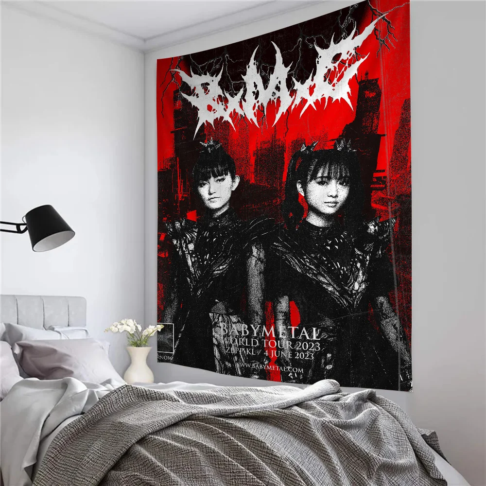 Babymetal Anime Tapestry Hippie Flower Wall Carpets Dorm Decor Wall Hanging Home Decor