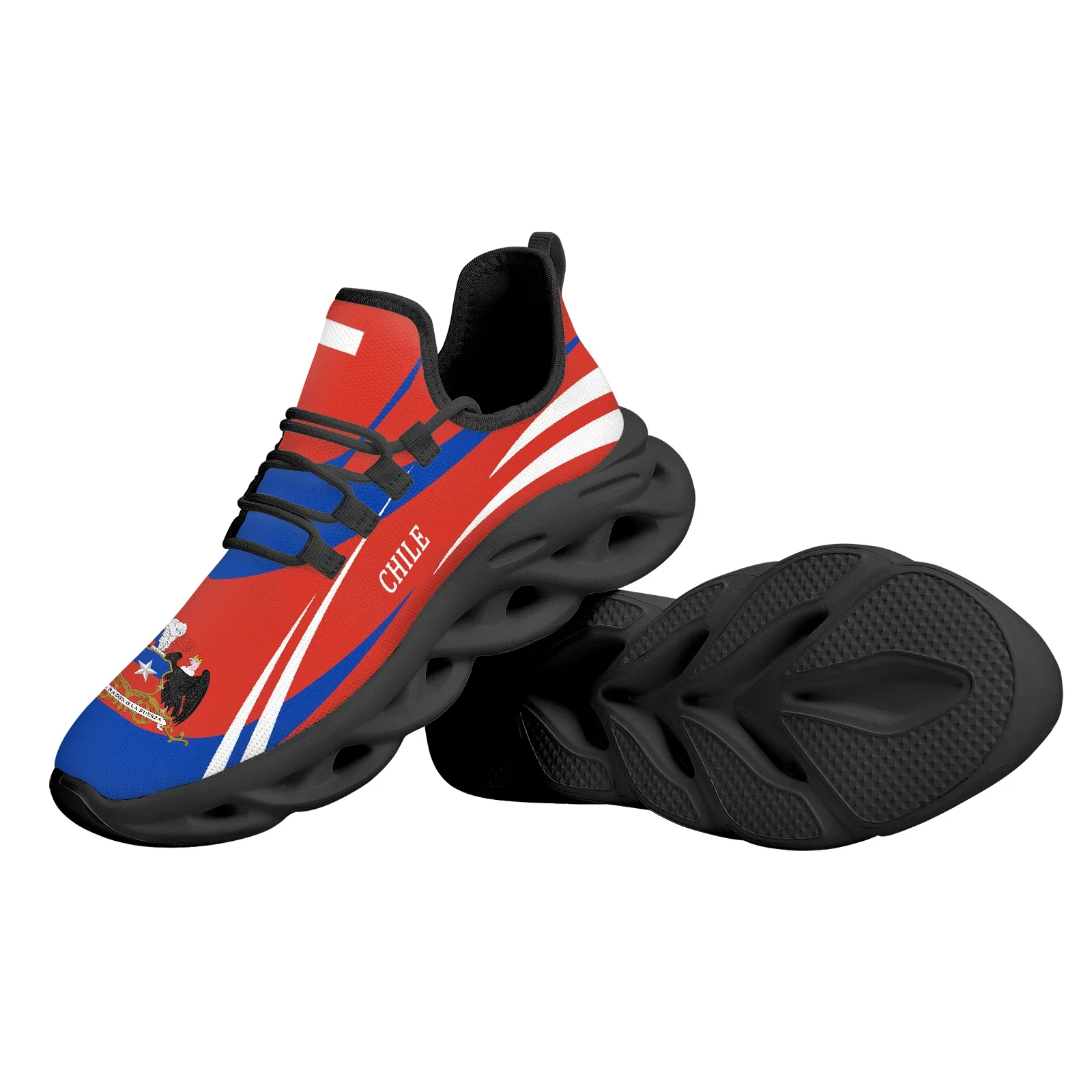 Chile National Flag Design National Emblem Printing Lightweight Breathable Basketball Shoes Platform Snaekers