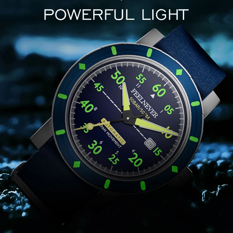 FEELNEVER Luxury Mens Watch LIGE Fashion Mechanical Watches Men 500M Waterproof Luminous Dive Automatic Wristwatch Reloj Hombre