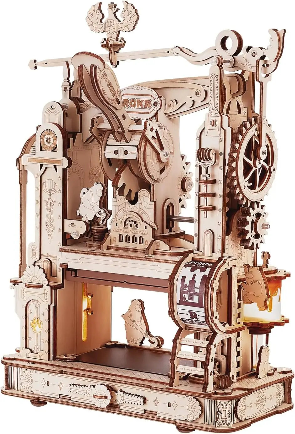 

3D Wooden Puzzle for Adults, DIY Printing Press Model Building Kit, STEM Hobby Gift for Women Men