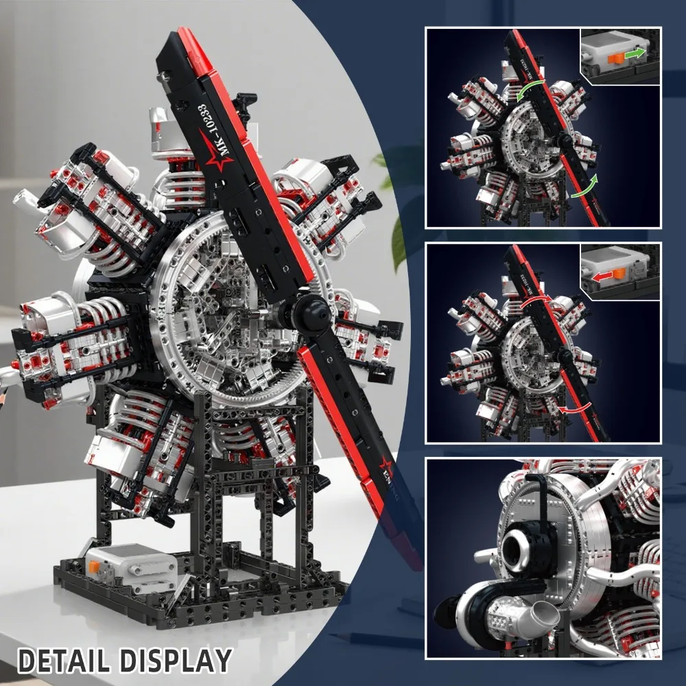 Mould King 10233 Model Silnika Radialnego Zestaw Konstrukcyjny 3089 Elementów Lotnictwo STEM Z Napędem Elektrycznym Dla Dzieci Dorosłych Kreatywny Prezent