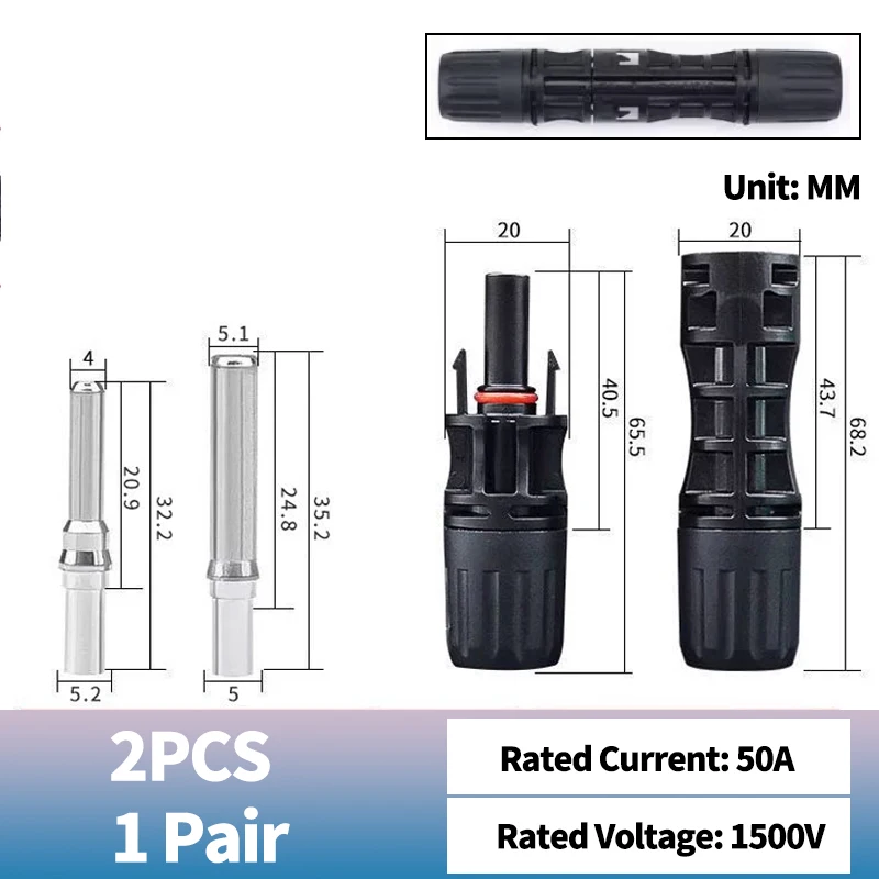 Solar Connectors 1500V 50ASolar Panel Branch PV Connectors Photovoltaic Connect solar