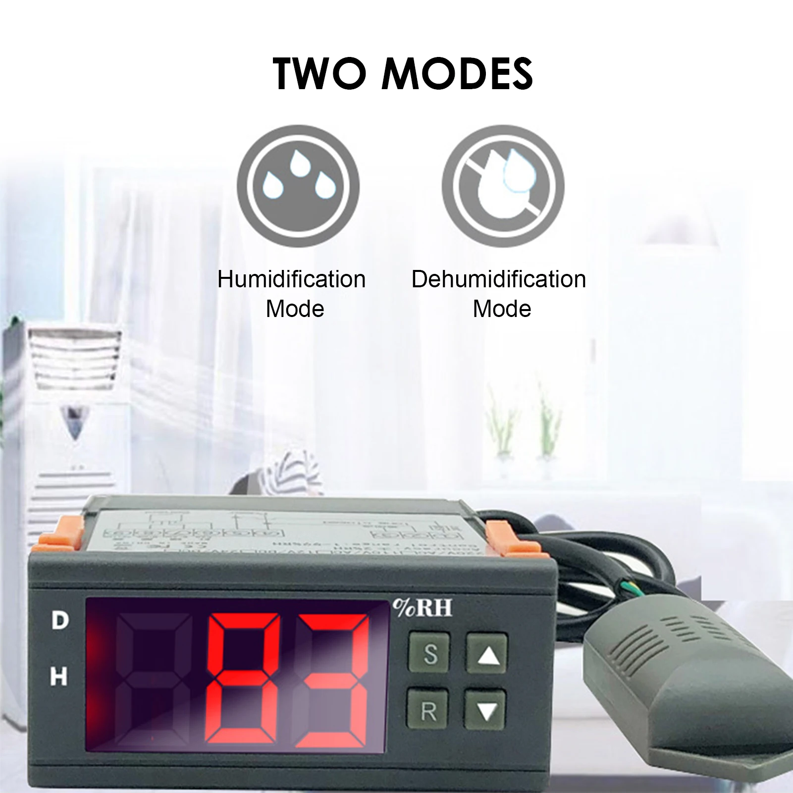 Imagem -05 - Controlador Higrômetro Inteligente Humidistat 199 rh Dois Modos Ajustáveis 12v 24v 110v 220v Zfx13001-humidity
