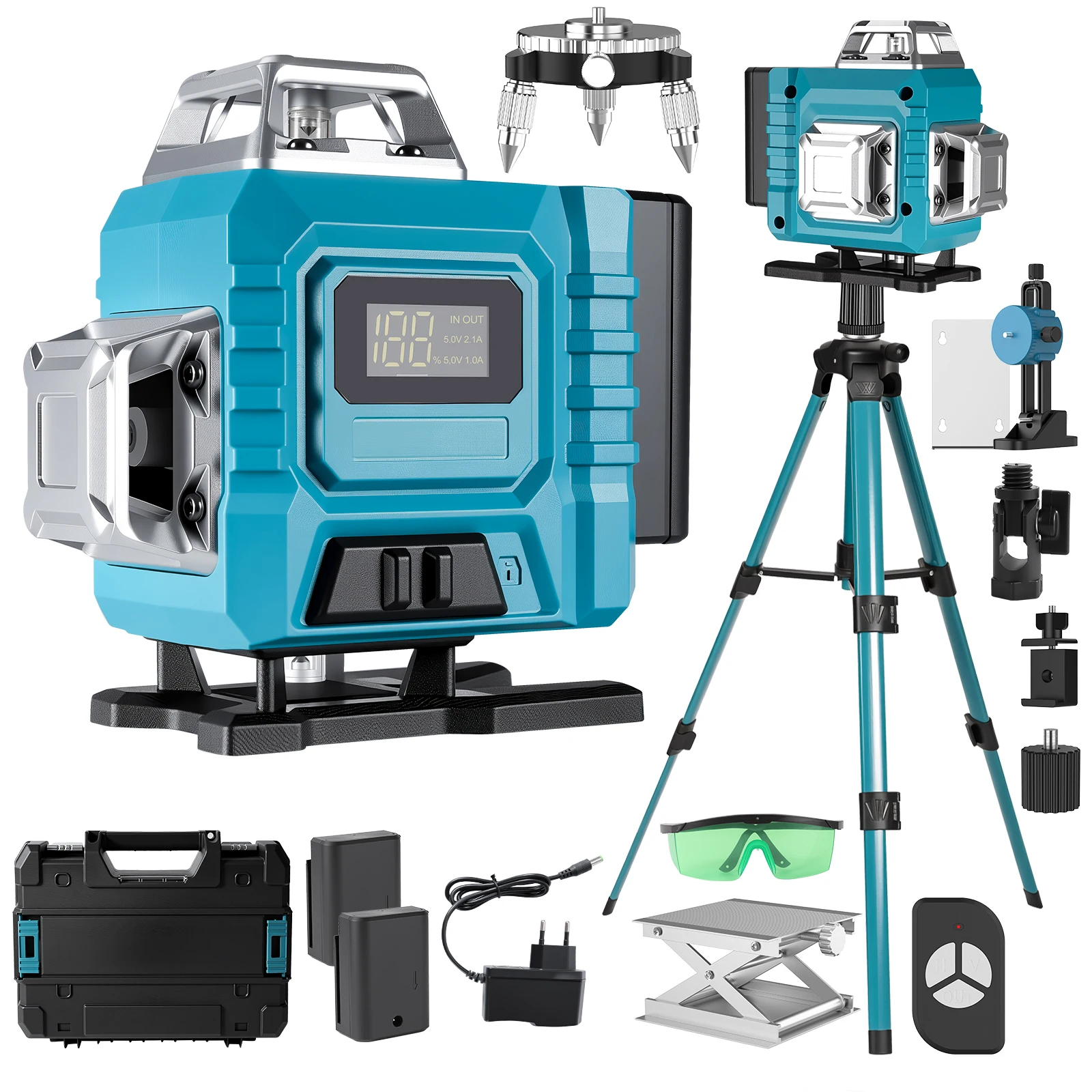 Livella Laser Verde 4D a 16 Linee, Autolivellante a 3 Gradi, Strumento di Livellamento Omnidirezionale per Pavimenti e Pareti, Alta Precisione, con Treppiede da 1M