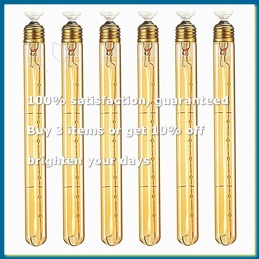 ●Dimmable Long Tubular Light Bulb E27 40W Retro Light Bulb 220V Industrial Home Bar Chandelier 6 Pcs-A57M