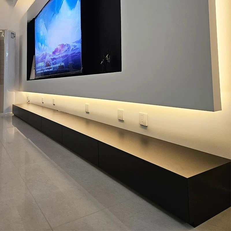 

-+-background Wall Floor-to-ceiling Italian Minimalist Floor Light Luxury High-end Living Room Simple Suspended Rock SlabTV Cabi