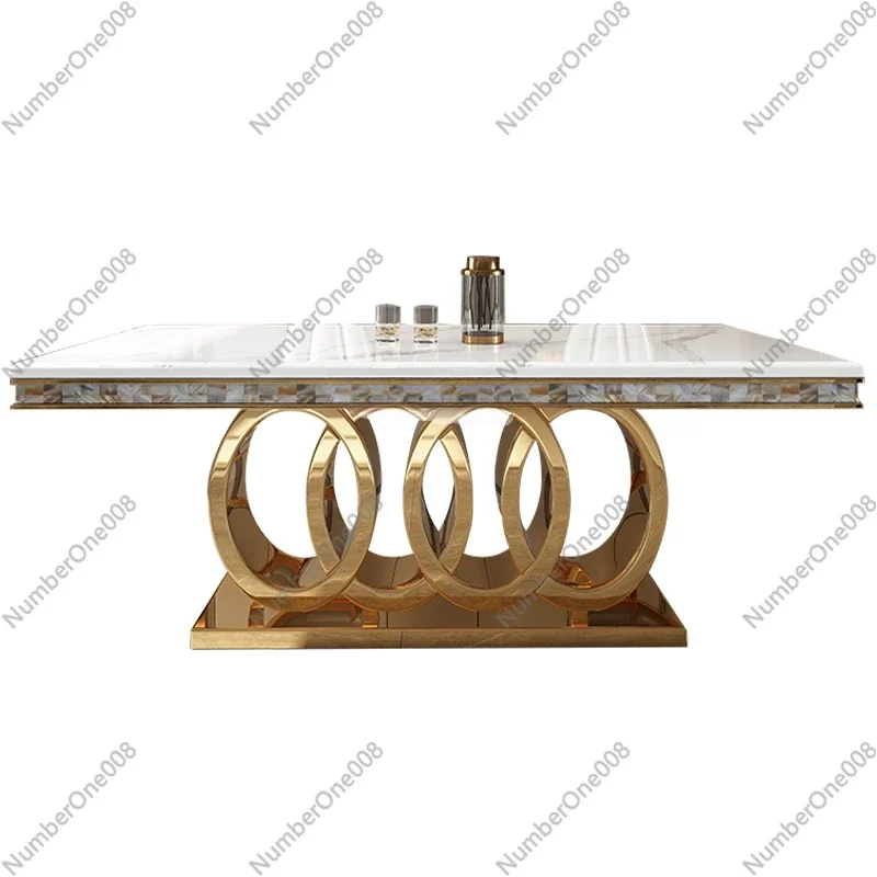 Stone Plate Dining Tables and Chairs Set Simple Rectangular Dining Table Home Mild Luxury Marble Dining Table