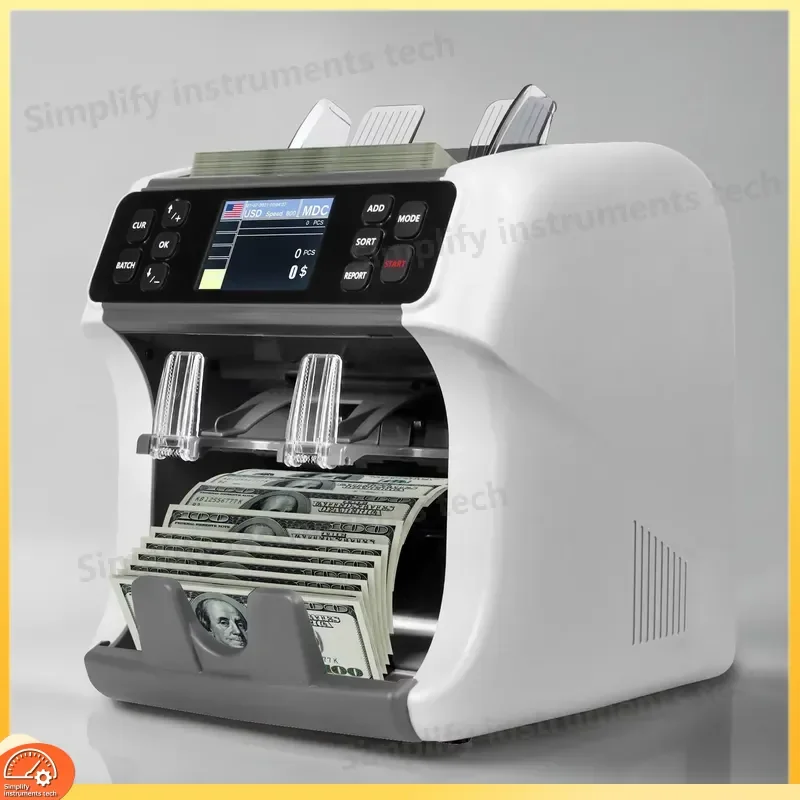 Money Counter with Bill Sorting Function Two Pocket CIS Technology for Cash Currency Counting and Value Detection