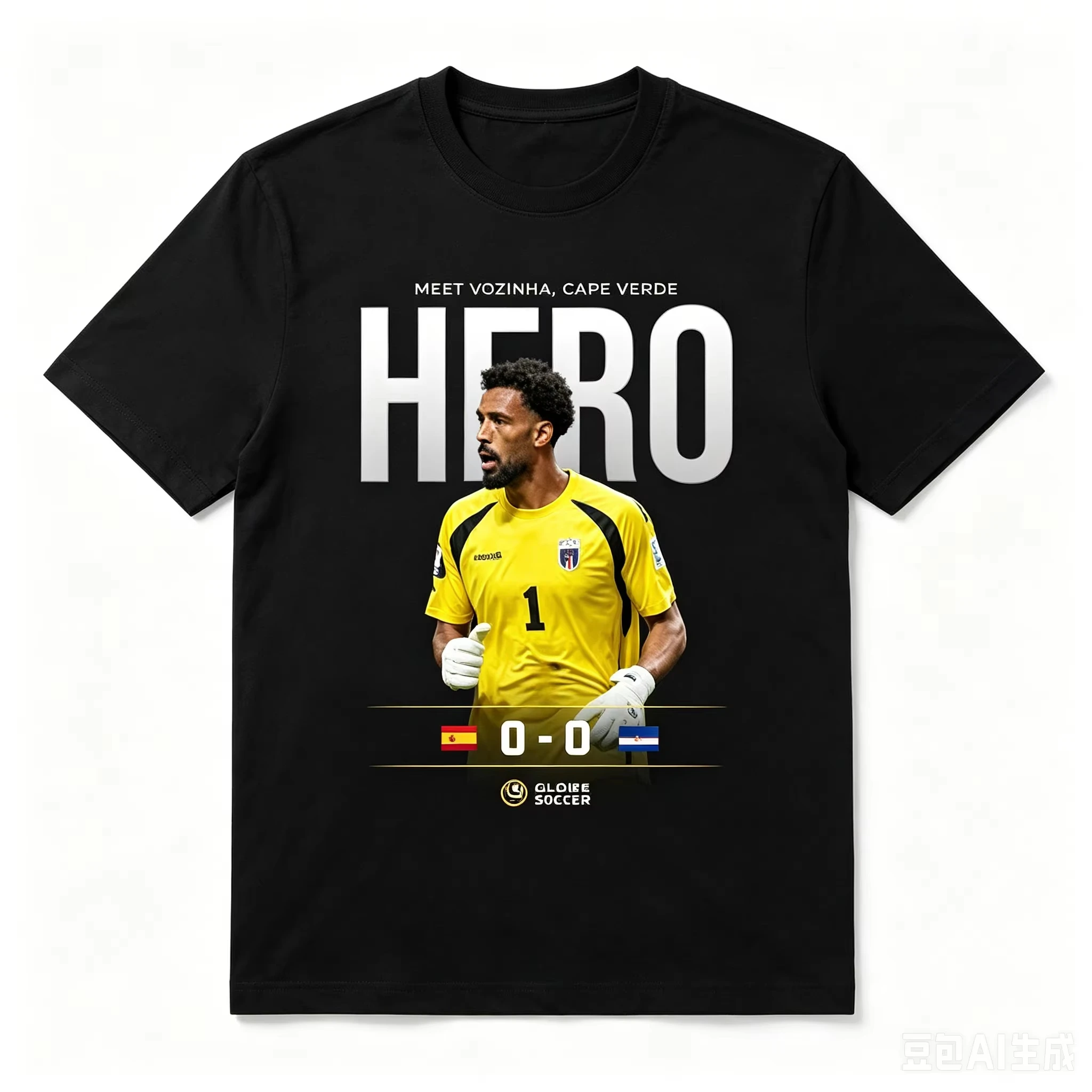 Cape Verde Goalkeeper Vozinha Hero Graphic T Shirt Spain 0-0 Cape Verde Soccer Tee Unisex Football Fan Short Sleeve Tops