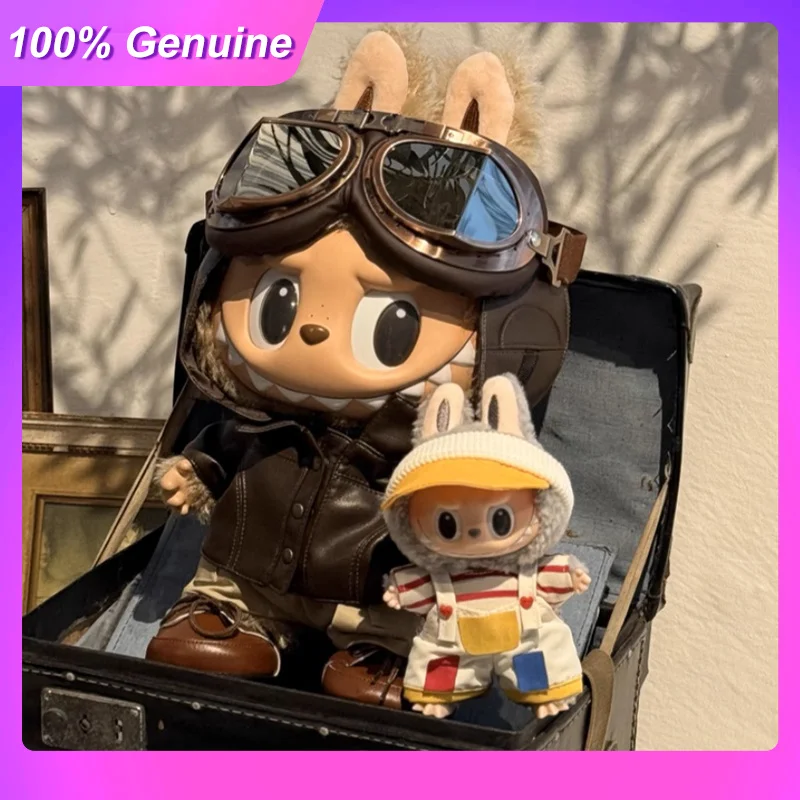 

Подходит для одежды Labubu, кукольная одежда 38 см, оригинальный комплект пилота, черная кожа, летний день, весна, милая кукольная одежда для дикой природы