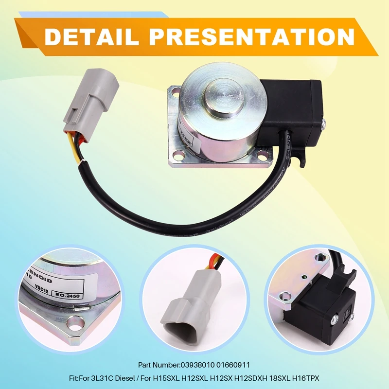 03938010 01660911 For Hatz 3L31C H15SXL H12SXL H12SX H12SDXH 18SXL H16TPX Diesel Stop Solenoid 12V