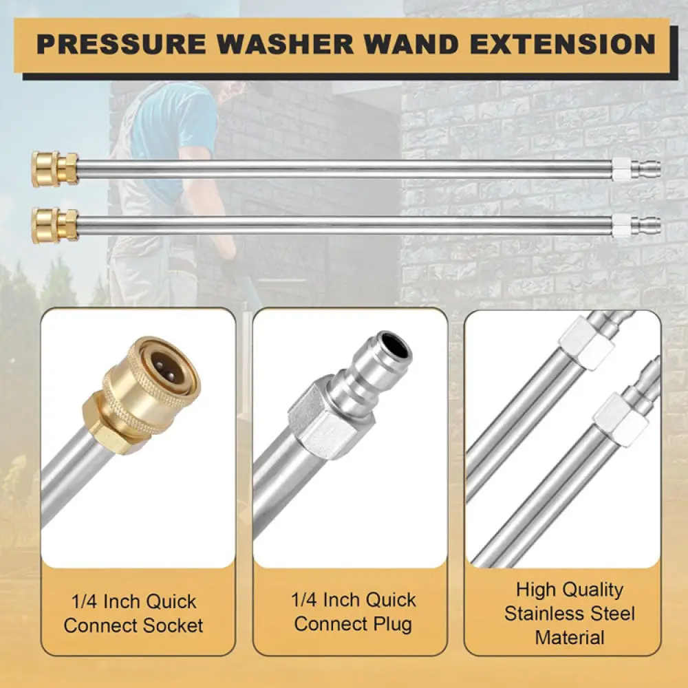 High Pressure Washer Extension Wand 17 Inch Stainless Steel Spray Pole Quick Connect For Vehicle Cleaning Dispenser