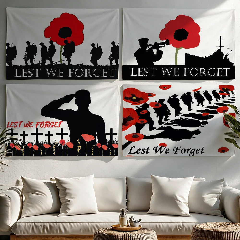 Lest We Forget flag Tapestries Outdoor Parties Bedrooms Living Rooms Dorm Rooms Wall Decor Banners Gifts