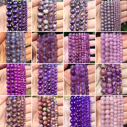 45 Styles Natural Stone Beads Amethyst Purple Jades Agate Crystal Glass Beads Jewelry Making Findings DIY Bracelet Accessories